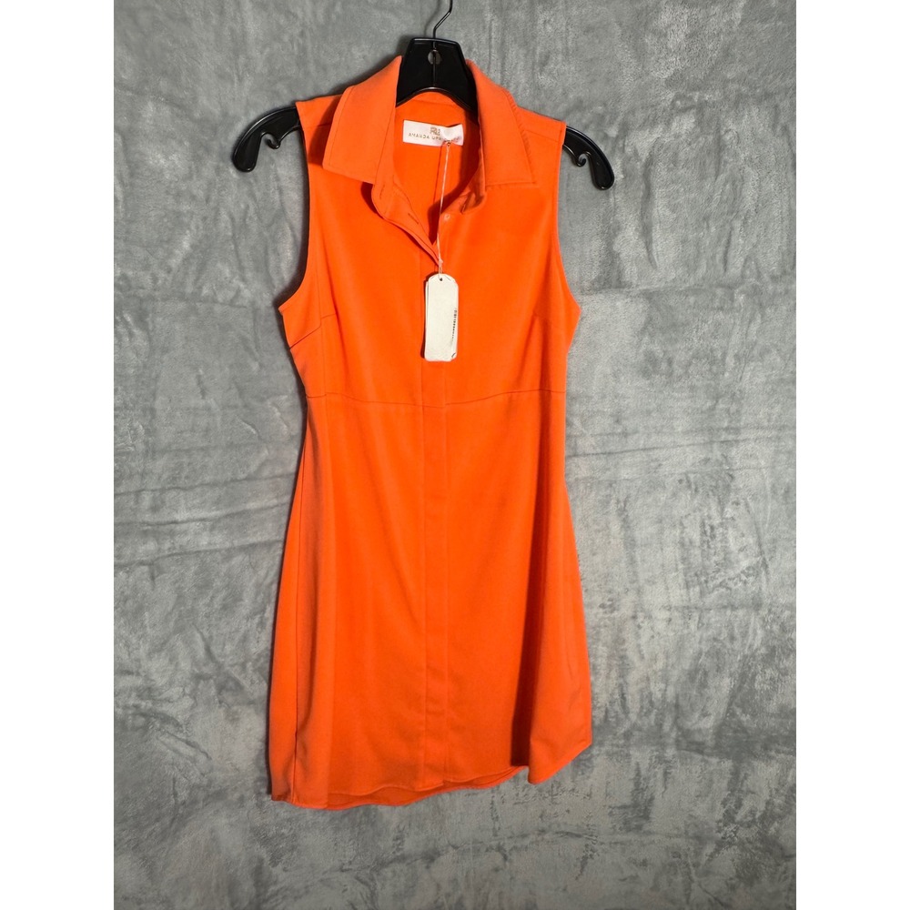 Amanda Uprichard Nectar Dress Neon Orange Cutout Back Mini Dress Size P NEW